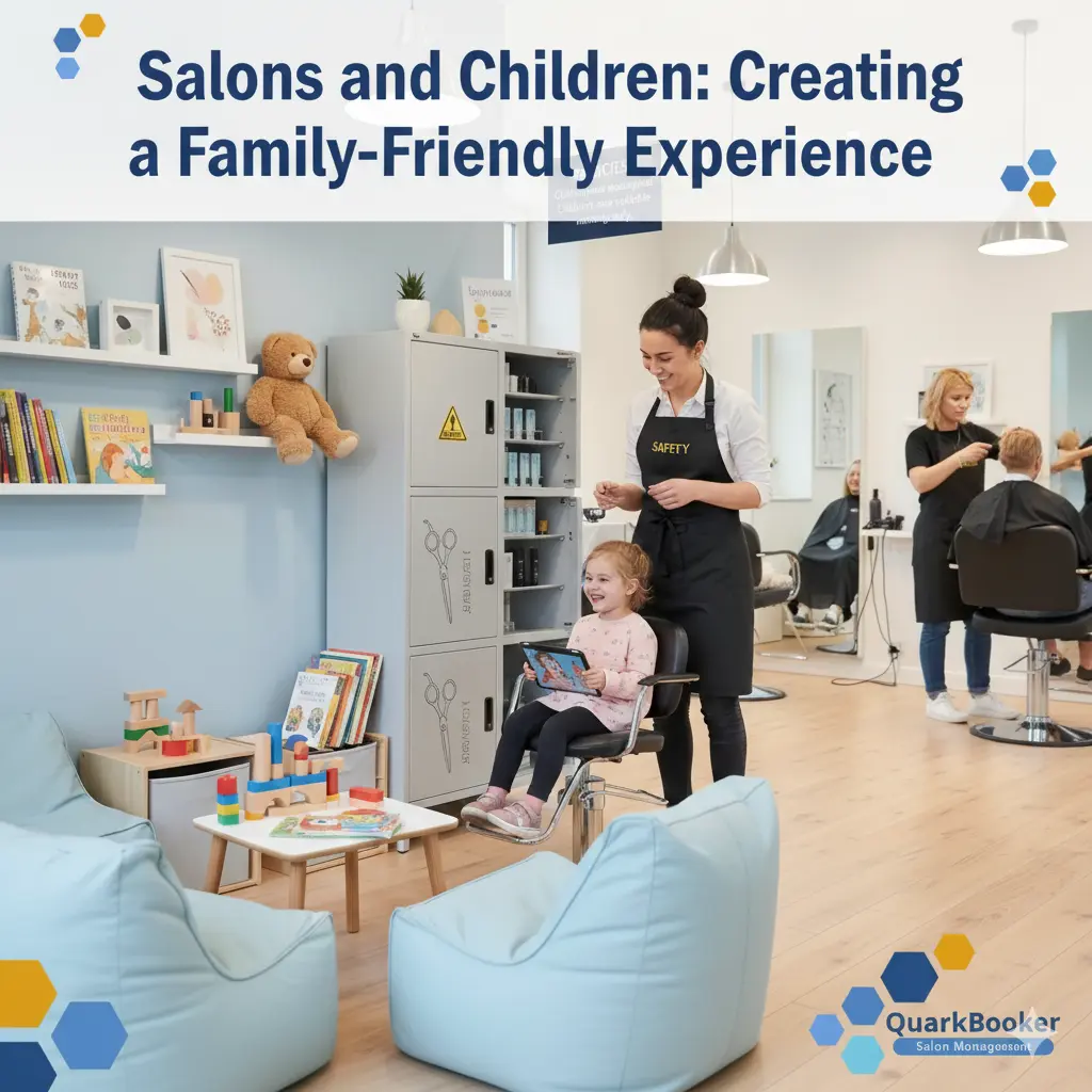 Children-friendly salon waiting area with safe toys and seating
