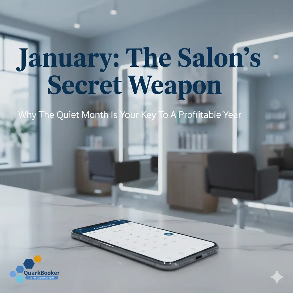 Salon owner analyzing January booking trends and client behavior